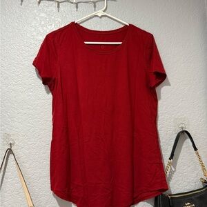 lululemon athletica size 8 maroon  Short Sleeve Tee love crew